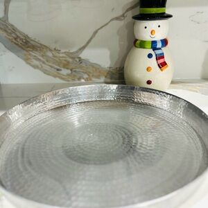 Hammered Metal Serving Tray - Silver